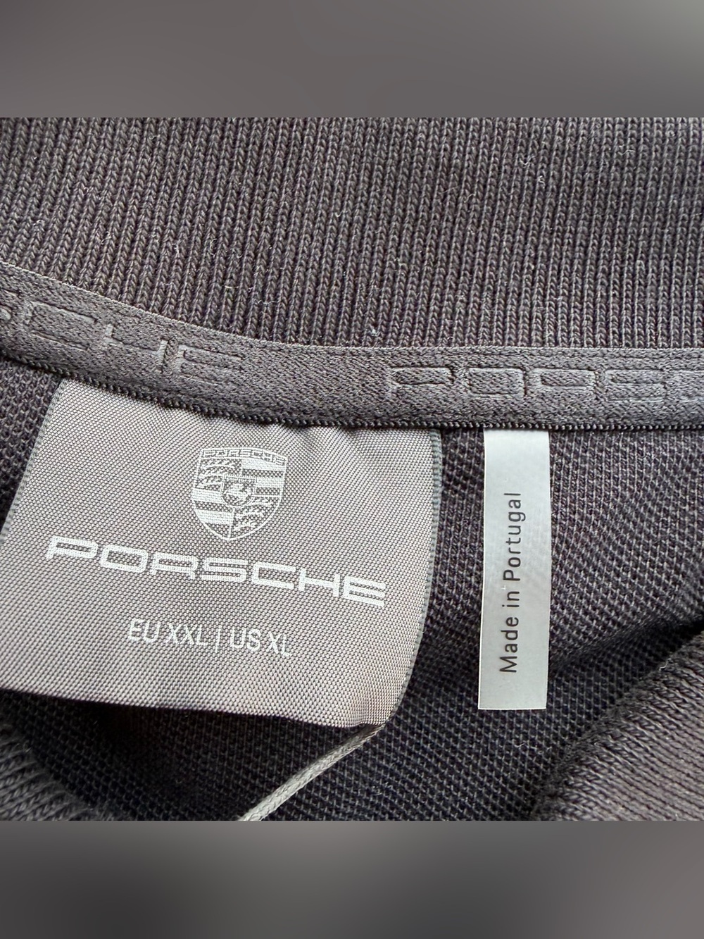 Porsche Pique Knit Polo Shirt Men Size XL Black New - Picture 4 of 7